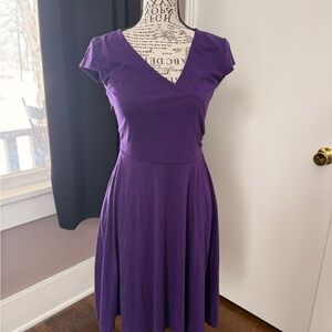 Chic Purple Midi Dress for Women Size Small,With Side Zip